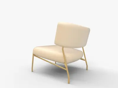 Frannie Chair Ivory Boucle Brass 3D model