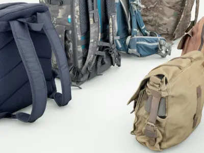 Backpack and bag collection 8 items military urban hiking  3D model