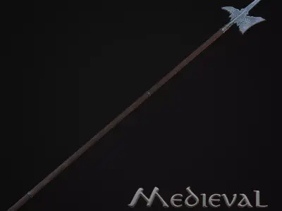 Medieval Halberd Low-poly 3D model