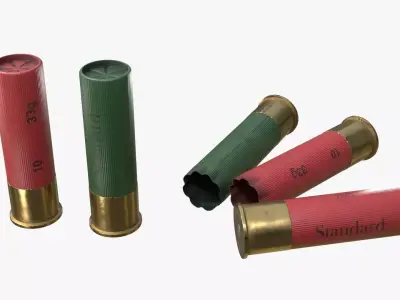 Generic 12 gauge shotgun shells Free low-poly 3D model