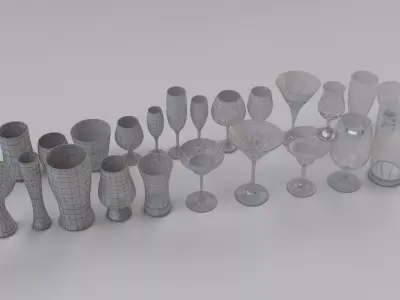 Set Collection of Glass Free 3D model