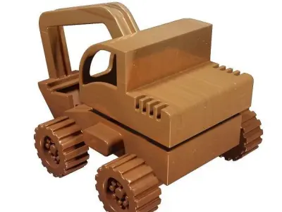 Wooden Bulldozer Toy 3D model