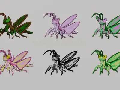 Praying Mantis Low-poly 3D model