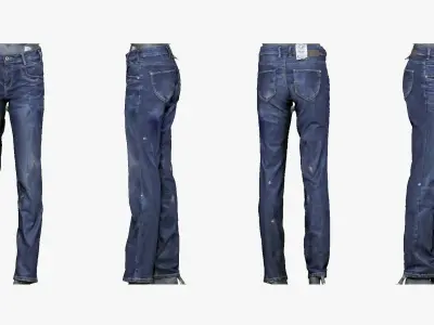 001273 blue jeans Low-poly 3D model