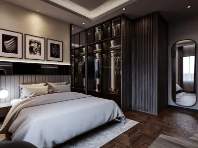FREE Bedroom Interior Contemporer  Free low-poly 3D model