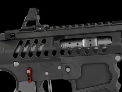 Skeletonized AR-15 Low-poly 3D model