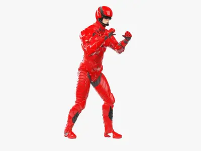 Futuristic Cyborg in Red Armor Rigged for Cinema 4D 3D model