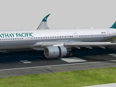 Airbus A350-900 XWB Cathay Pacific Low-poly 3D model