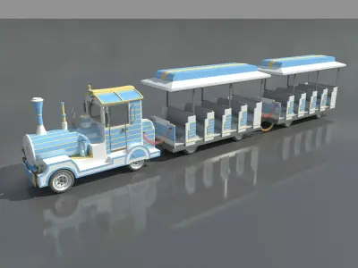 Retro Tourist Sightseeing Trackless Train - MAX OBJ FBX Low-poly 3D model
