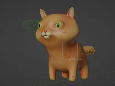 3d cartoon cat with rig Free 3D model