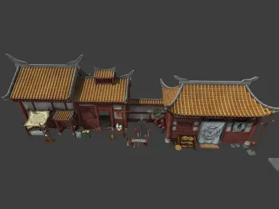 Cartoon Oriental Architecture Eastern 3D model