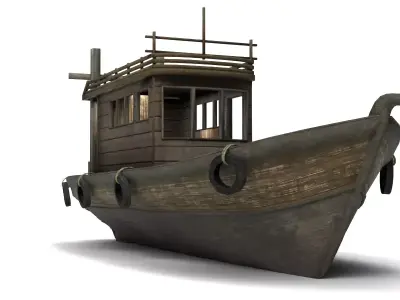 Handcrafted Wooden Boat 3D model