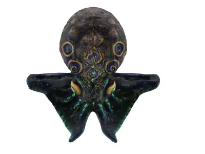 Bioluminescent octopus-squid Free low-poly 3D model