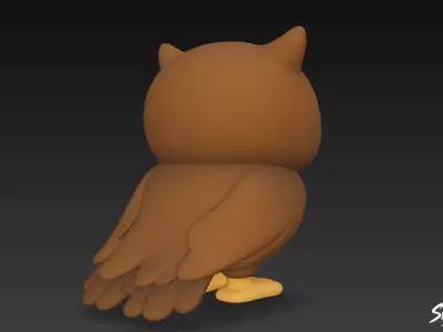 Cartoon Plush Owl Low-poly 3D model