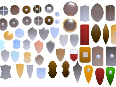 Shields Pack Low-poly 3D model purchase