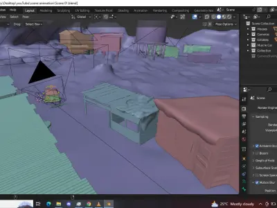 Blender Car Animation Scene Free low-poly 3D model