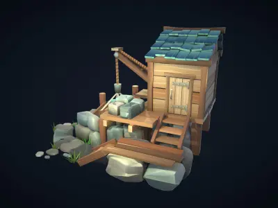 Stylized Poly Quarry Low-poly 3D model