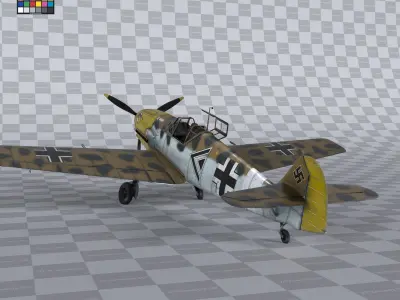 Messerschmitt BF109 German Fighter Airplane North Africa V3 3D model