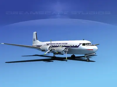 Douglas DC-7B Scandinavian 3D model