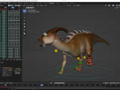 Jurassic Park Parasaurolophus Blender Low-poly 3D model