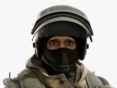 Modern Russian Soldier Low-poly 3D model