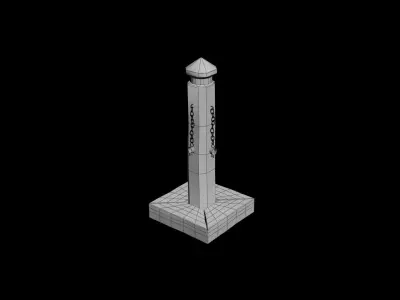 Medieval pillory wooden pole Low-poly 3D model