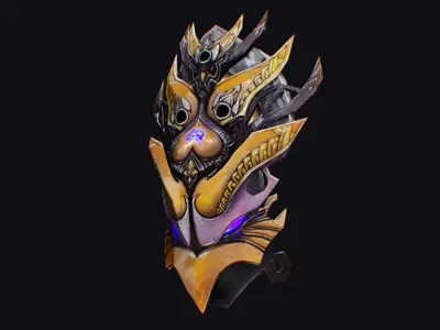 Shield Mythical Legendary Armor Golden Dragon Head Equipment Low-poly 3D model