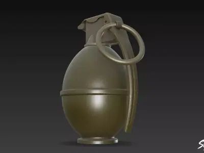 Grenade Olive 02 Low-poly 3D model