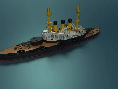 Cartoon Pre-Draednaught Potemkin-Panteleimon Low-poly 3D model