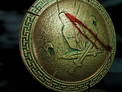 HopliteShield metal shield with blood Free low-poly 3D model