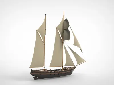 Pirate Ship sailing war 3D model