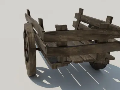 Medieval cart Low-poly 3D model