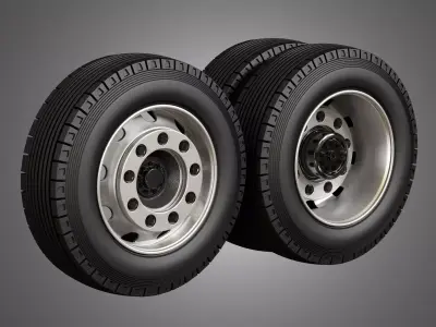 Heavy Duty Trucks Tires and Rims 3D model