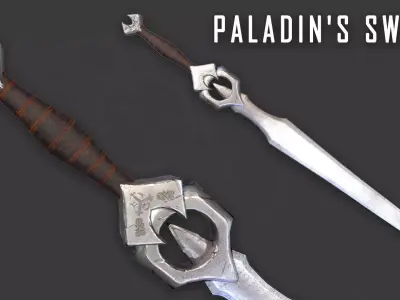 Knights sword Low-poly 3D model purchase