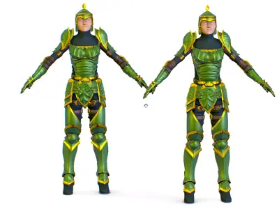 Subdivision 3D Women The Knight in Green Low-poly 3D model