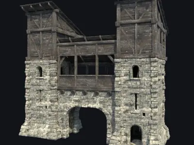 FORT MEDIEVAL CASTLE FORTRESS BAST RUIN TOWER COLLECTION BUILDER Low-poly 3D model