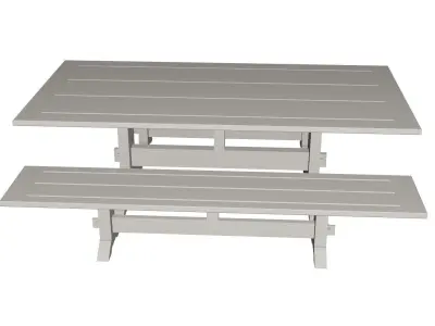 Table and benches 3D model