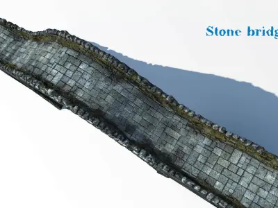 Stone bridge Low-poly 3D model