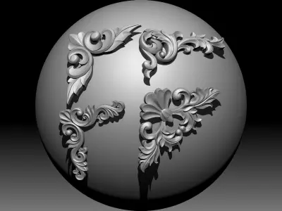 4 Free Corner 3D Models with their Ornament Brushes and Alphas Free 3D model