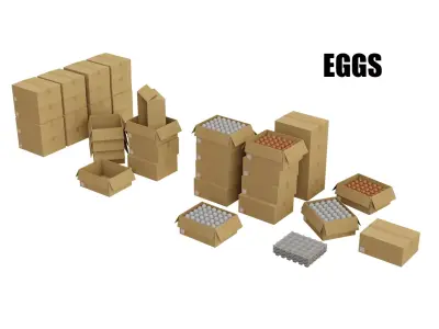 Egg box - supermarket Low-poly 3D model