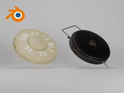 Military landmine anti-personnel anti-tank mine 3D model