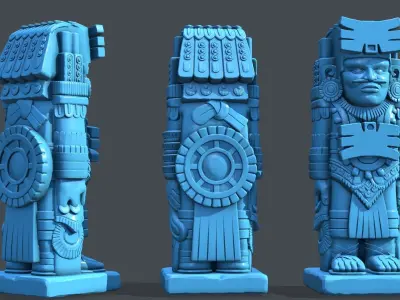 Statue Aztec Warrior HP 3D print model