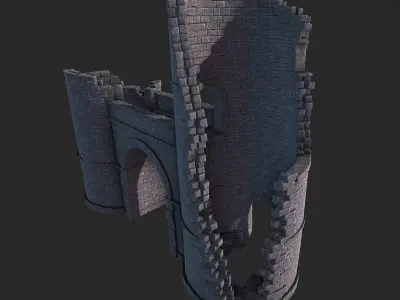 Castle Gate Ruins Low-poly 3D model