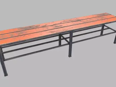 Old Wooden Bench Low-poly PBR Free low-poly 3D model