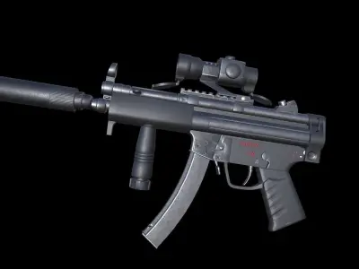 MP5 A4- Game Ready - Low-poly 3D model