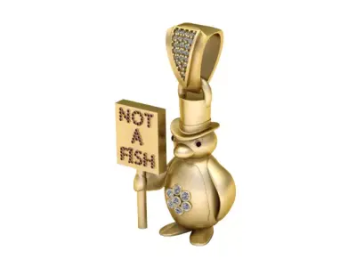 Golden Penguin Pendant Not A Fish 3D Printable Model 3D print model