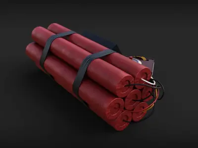 TNT explosives with its denotetor Low-poly 3D model