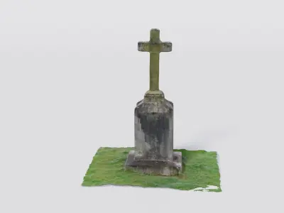 Historical headstone with a cross 3D model