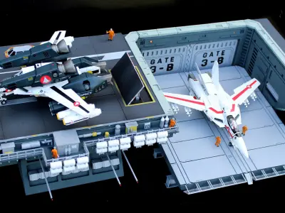 Set3 - Macross SDF1 Prometheus Hangar elevator-left Flight Deck 3D print model