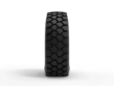 Offroad tire 75 deflated Scale 1 to 25 3D print model